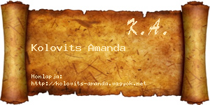 Kolovits Amanda névjegykártya